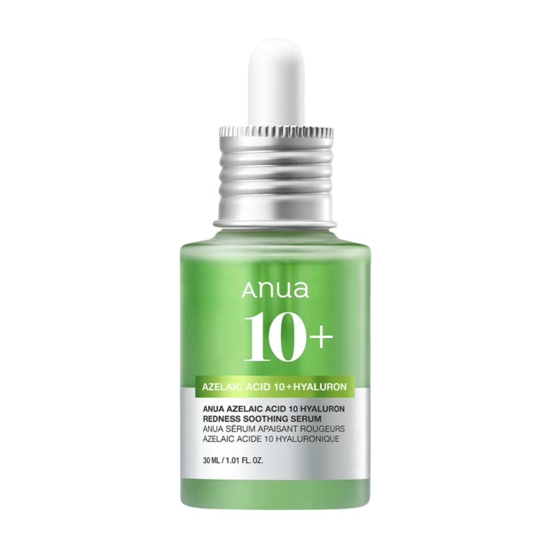Anua - Azelaic Acid 10 Hyaluron Redness Soothing Serum på en vit bakgrund.