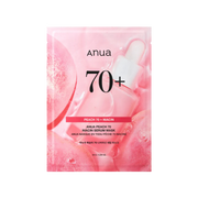 Anua Peach 70% Niacin Serum Mask med 70% på vit bakgrund.