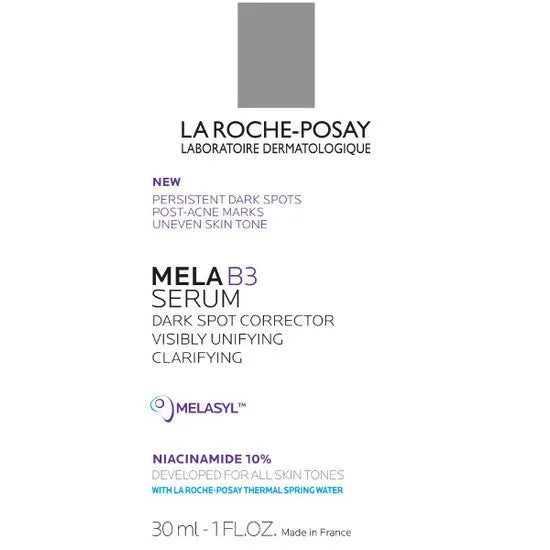 Innehållsförtecknings från La Roche-Posay Mela B3 Serum.