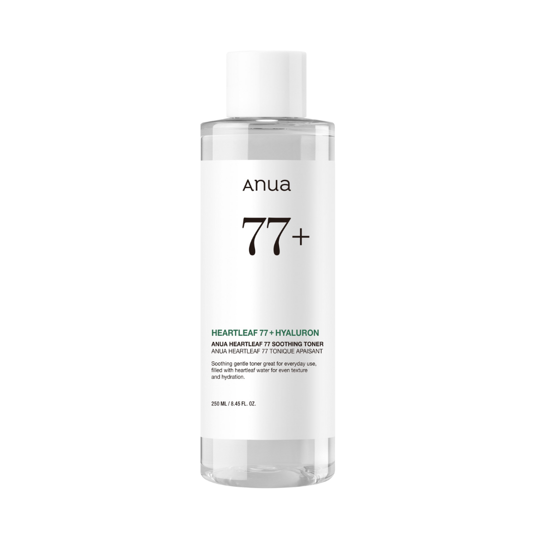 Anua - Heartleaf 77% Soothing Toner på en vit bakgrund.