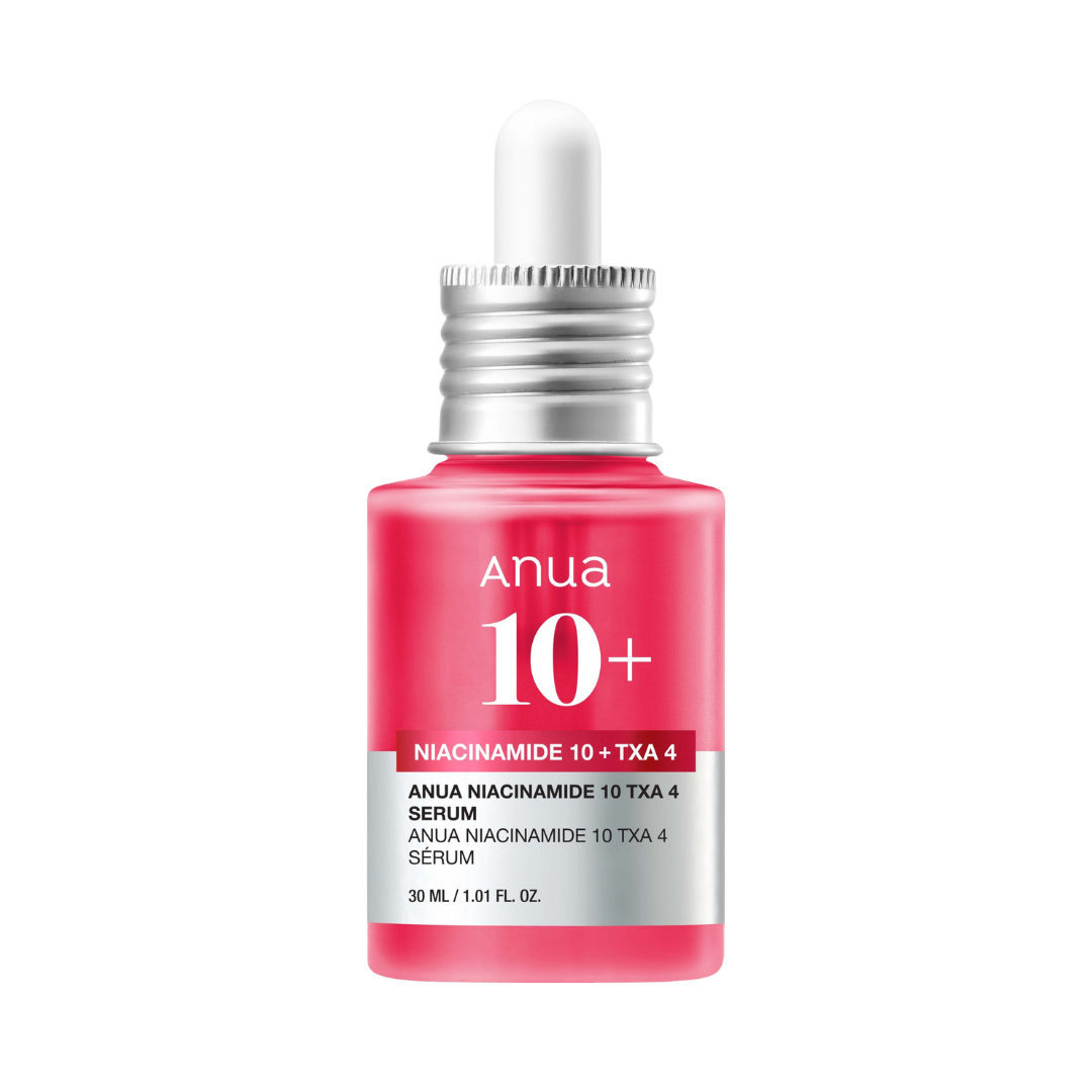 Anua - Niacinamide 10% + TXA 4% Serum på en vit bakgrund.