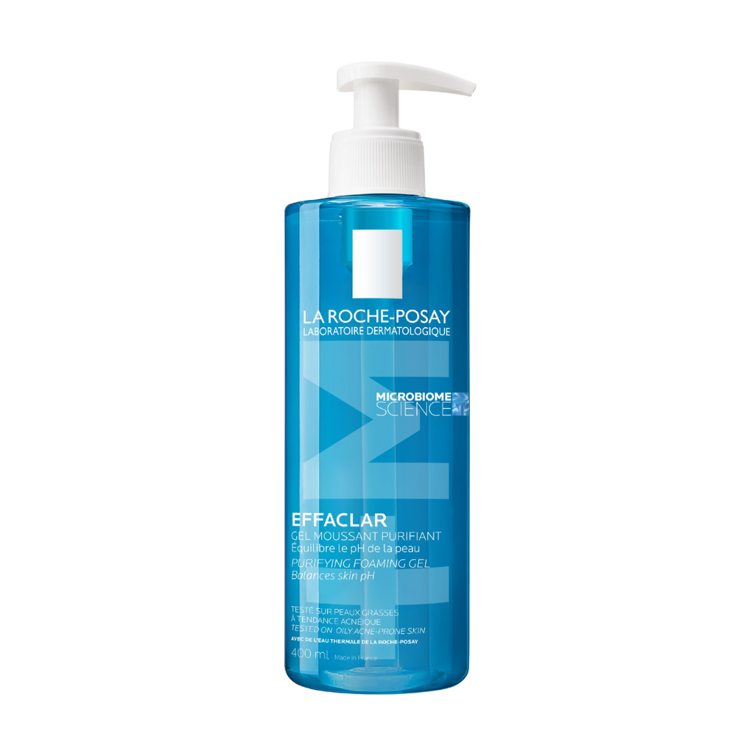 La Roche-Posay - Effaclar Purifying Foaming Gel på en vit bakgrund.