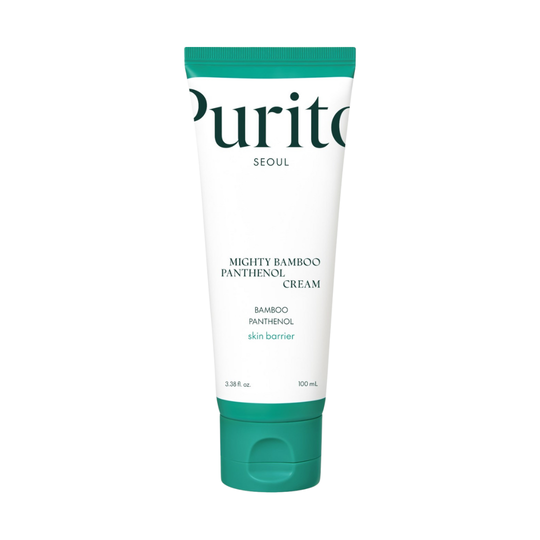 PURITO - Mighty Bamboo Panthenol Cream på en vit bakgrund.